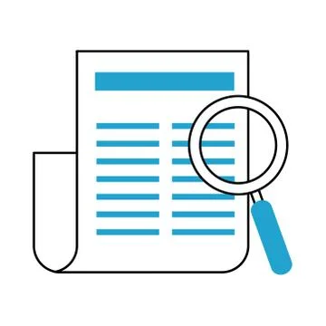 Search icon, paper information content blue line and fill Illustrazione stock