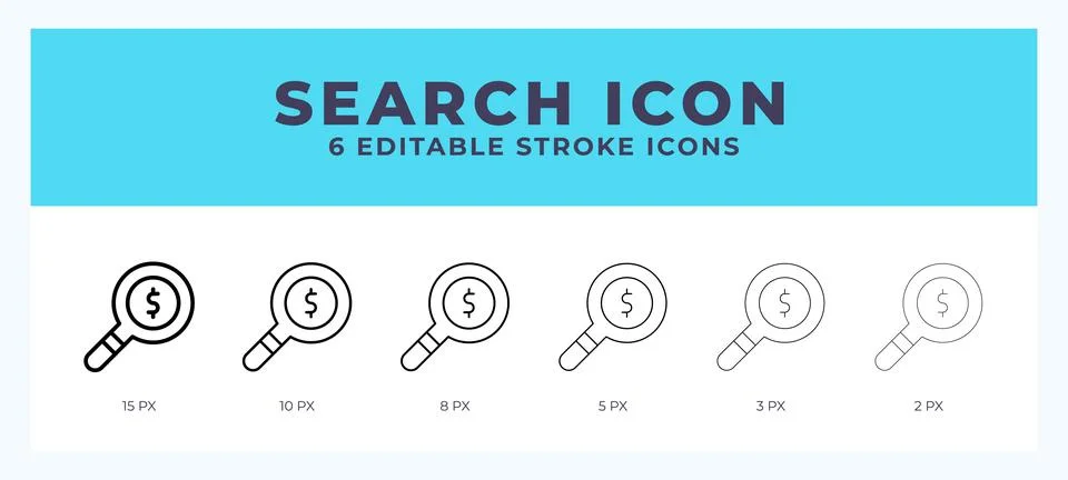 Search icon set with different stroke. Design elements for logo. Vector ill.. Stockillustratie