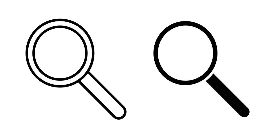 Search icon solid, line, and editable vector set. Illustrazione stock