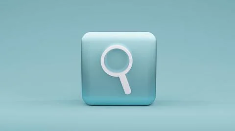 Search icon on square shape , 3d rendering Stock Illustration