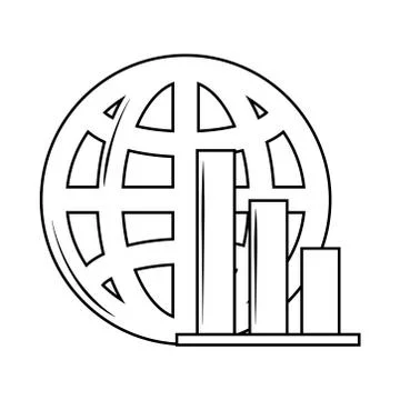 Search icon, world map report chart financial line style Stock Illustration
