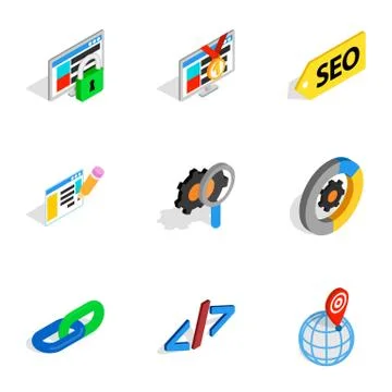 Search information and optimization icons Stock Illustration