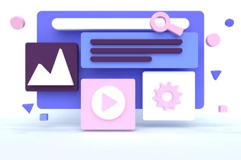 Search for information on the Internet. Website concept. 3d rendering Stock Illustration