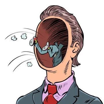 Search for the inner self. mind thoughts psychology, secrets of male Stock Illustration