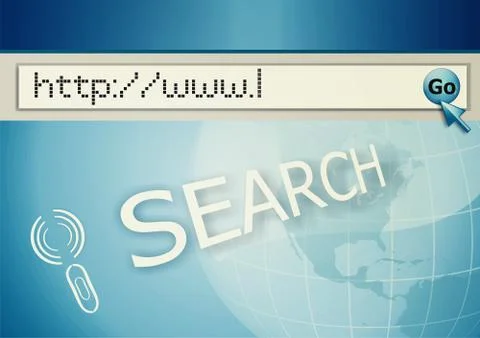 Search in Internet, computer screen Stock Illustration