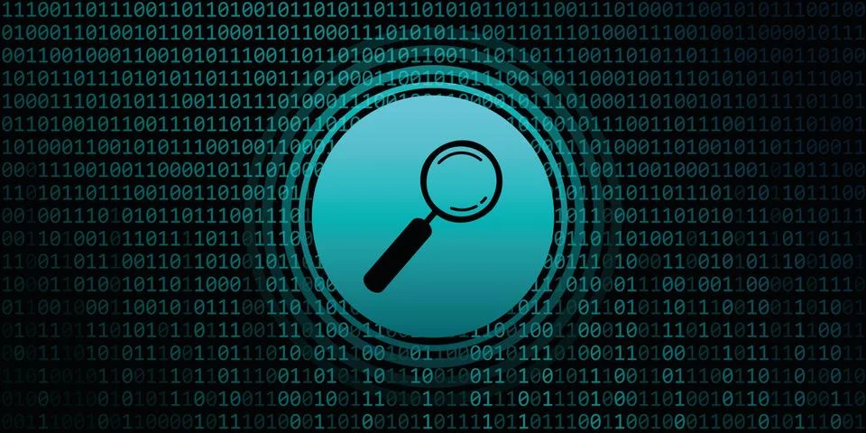 Search in internet digital data with binary code background イラスト素材