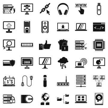 Search in internet icons set, simple style Illustrazione stock