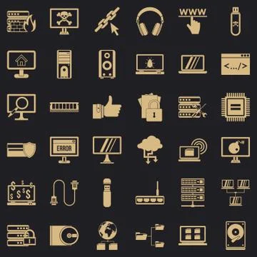 Search in internet icons set, simple style Illustrazione stock