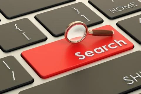 Search keyboard button, 3D rendering Stock Illustration