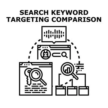 Search keyword targeting comparison analyzing digital marketing strategy イラスト素材