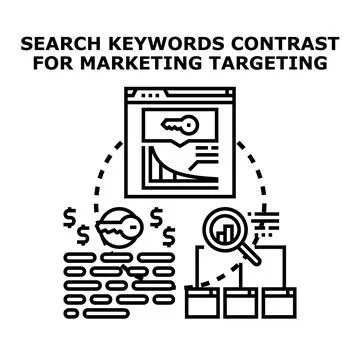 Search keywords targeting for marketing optimization concept Stock Illustration