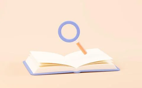 Search the knowledge in books, 3d rendering. Stock Illustration