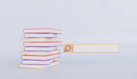 Search the knowledge in books 3d rendering Stock Illustration