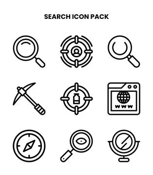 Search Line Bundle Icons Pack Stock Illustration