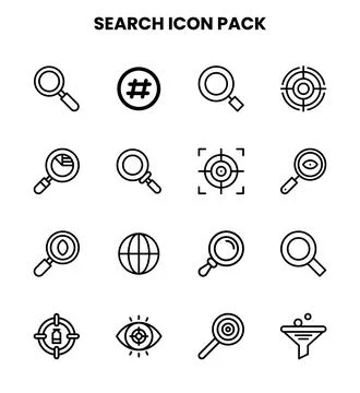 Search Line Icons Pack Stock Illustration