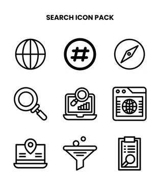 Search Line UI Icons Pack Stock Illustration
