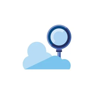 Search magnifying glass with cloud computing Stock Illustration