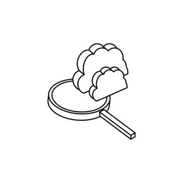 Search magnifying glass with cloud computing Stock Illustration