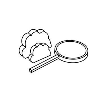 Search magnifying glass with cloud computing Illustrazione stock