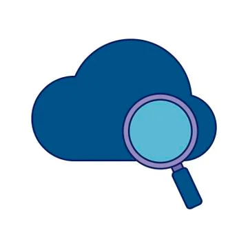 Search magnifying glass with cloud computing 库存插图