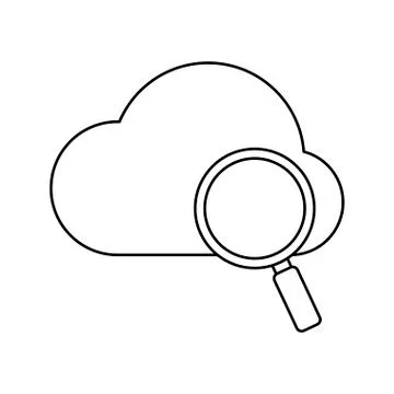 Search magnifying glass with cloud computing Stock Illustration