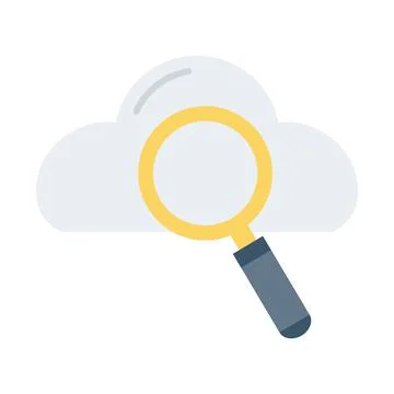 Search magnifying glass with cloud computing flat style icon Stock Illustration