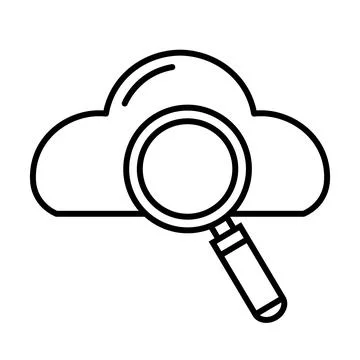 Search magnifying glass with cloud computing line style icon Stock Illustration
