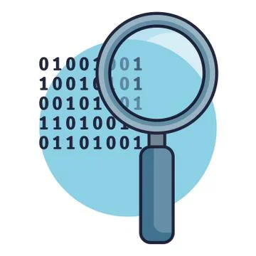 Search magnifying glass with code binary 스톡 일러스트