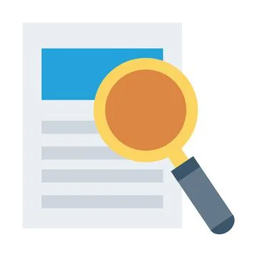 Search magnifying glass with document flat style icon Illustrazione stock
