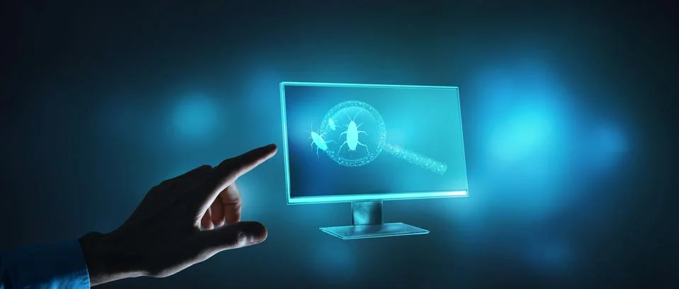 Search for malware. Computer virus icon. Foto stock