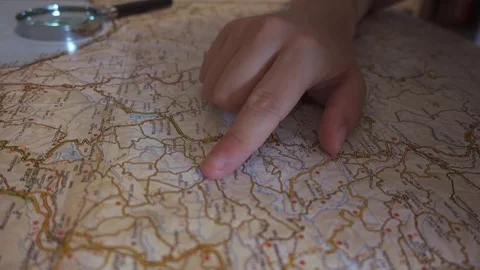 Search on map with finger Stock Footage 77615568