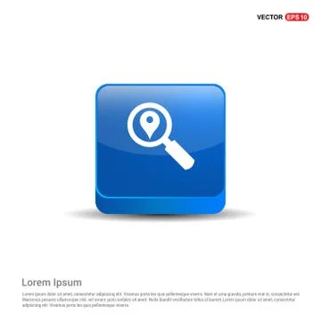 Search Map Pin Icon - 3d Blue Button 스톡 일러스트