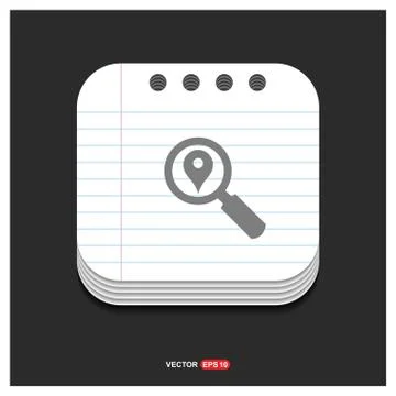 Search Map Pin Icon Gray icon on Notepad Style template Vector EPS 10 Free Ic Illustrazione stock