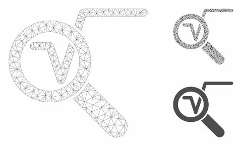 Search Math Solution Vector Mesh 2D Model and Triangle Mosaic Icon Stock Illustration