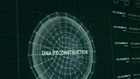 Search for missing links at DNA strand reconstruction at computer Interface Stock Footage 269022495