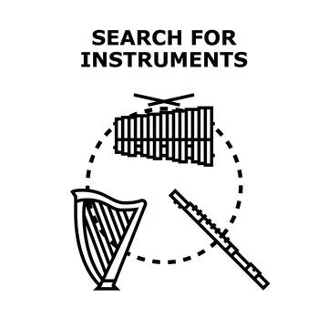 Search for musical instruments concept vector icon Stock Illustration