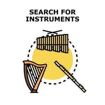 Search for musical instruments concept vector icon Stock Illustration