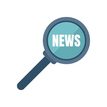 Search news icon flat vector. Report person 库存插图