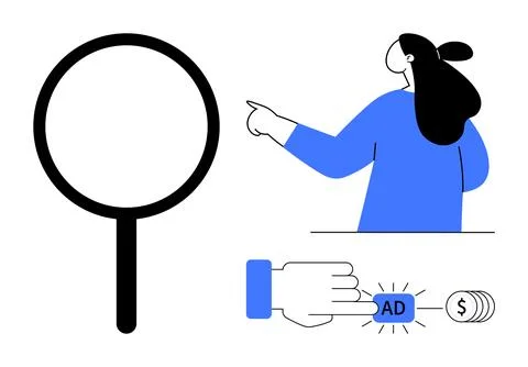 Search Optimization and Digital Ad Management with Key Elements Stock Illustration