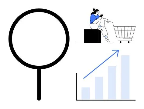 Search Optimization and E-commerce Growth with Analytics and Retail Insights Stock Illustration