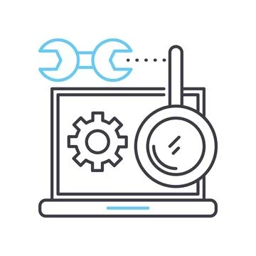 Search optimization line icon, outline symbol, vector illustration, concept sign Illustrazione stock