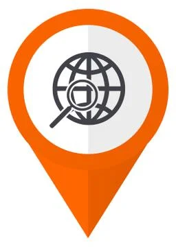 Search orange pointer vector icon in eps 10 isolated on white background. Illustrazione stock