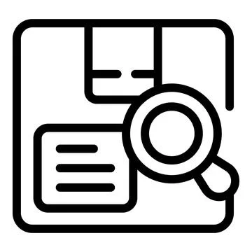 Search parcel icon outline vector. Delivery package Illustrazione stock