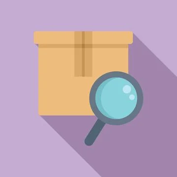 Search parcel tracking icon flat vector. Order service Stock Illustration