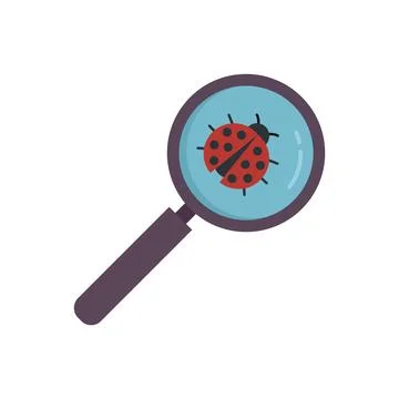 Search pc bug icon flat vector. Computer code 스톡 일러스트
