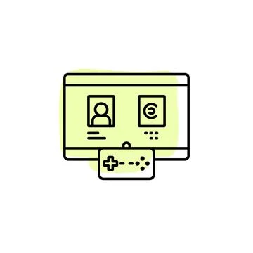 Search, player, game, game controller with color shadow vector icon in esport 스톡 일러스트