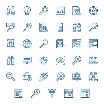 Search Premium Vector Bundle with 35 64x64 Pixel Optimized Regular Line Icons Stock Illustration