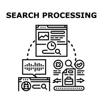 Search processing concept with data analyzing and filtering 库存插图