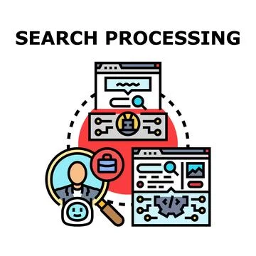 Search processing concept executing data analysis and job finding Stock Illustration