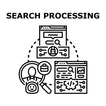 Search processing concept executing data analysis and job finding Stock Illustration